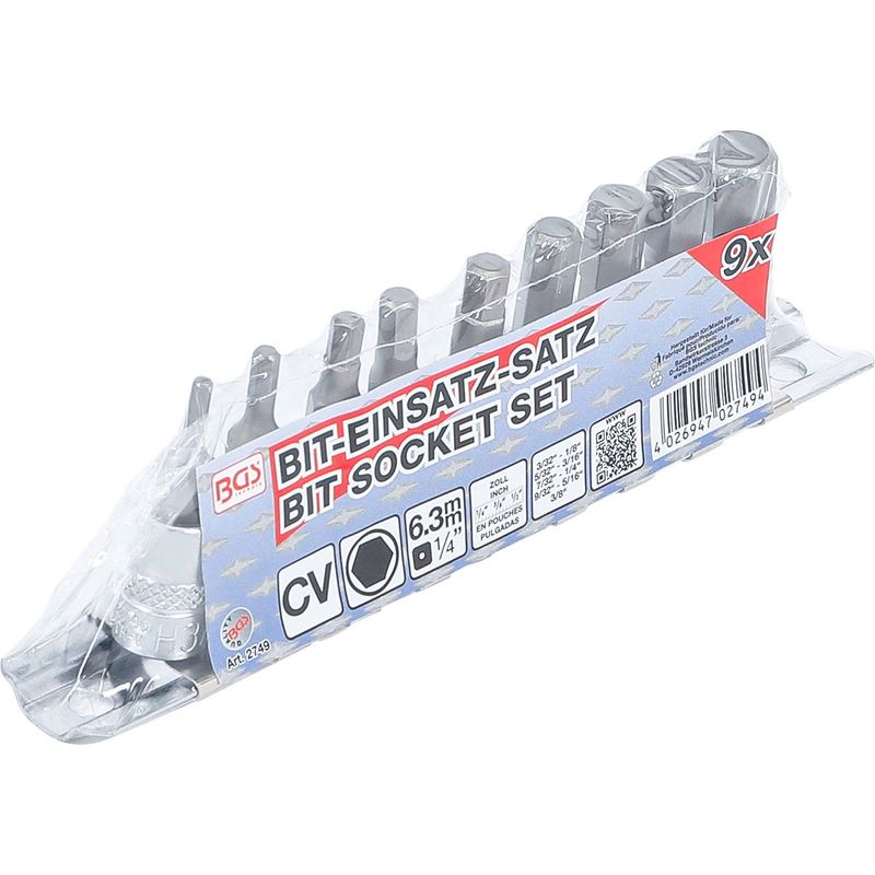 Set De 9 Douilles Hexagonales – H6 à H19, Acier Chrome-vanadium, Noir, Générique