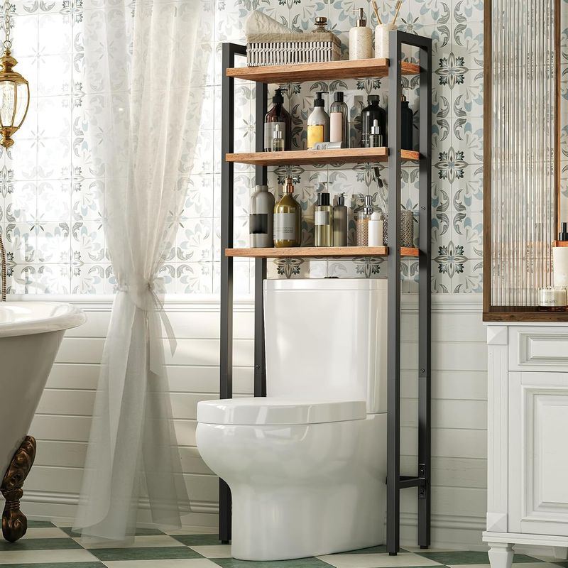 Toilettenregal, 3-stöckiges Badregal, Badezimmerregal, Multifunktional, Platzsparend, HOOBRO EBF41TS01