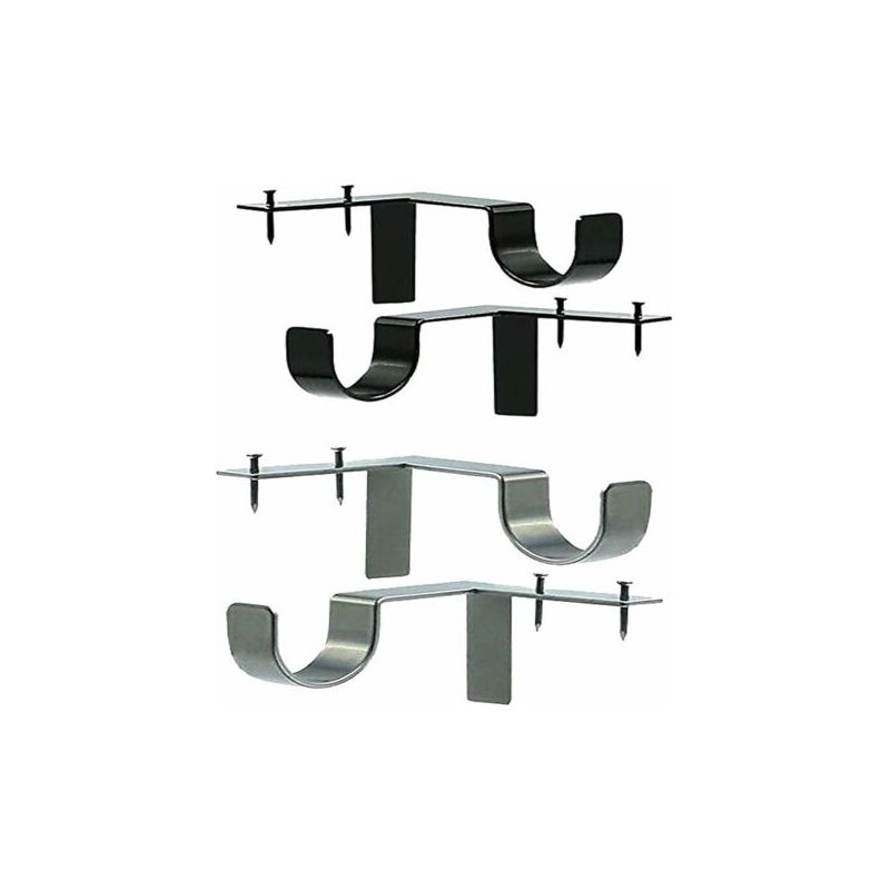 Lot de 6 supports de tringle à rideaux sans perçage, auto-adhésifs et réglables sans perçage pour salle de bain, chambre à coucher, salon, cuisine (6 pièces, noir Lot de 6 supports de tringle à rideaux sans perçage, auto-adhésifs et réglables sans perçage pour salle de bain, chambre à coucher, salon, cuisine (6 pièces, noir