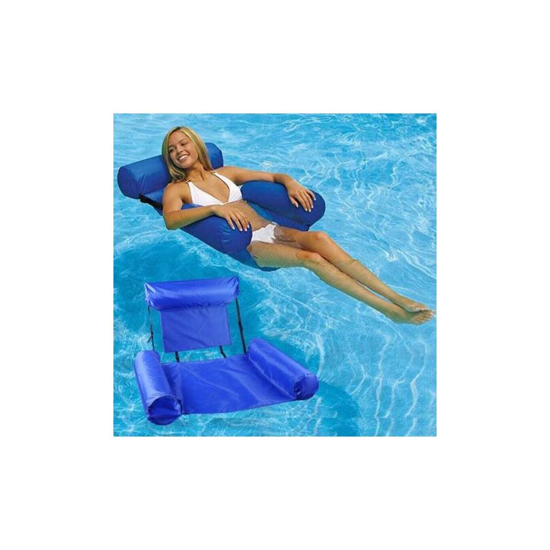 Xiujuers Bouée Piscine Gonflable 4 En 1 – Matelas Hamac Flottant XL Avec Appui-tête Et Porte-gobelets – Idéal Plage， Lac Ou Piscine Pour Adultes