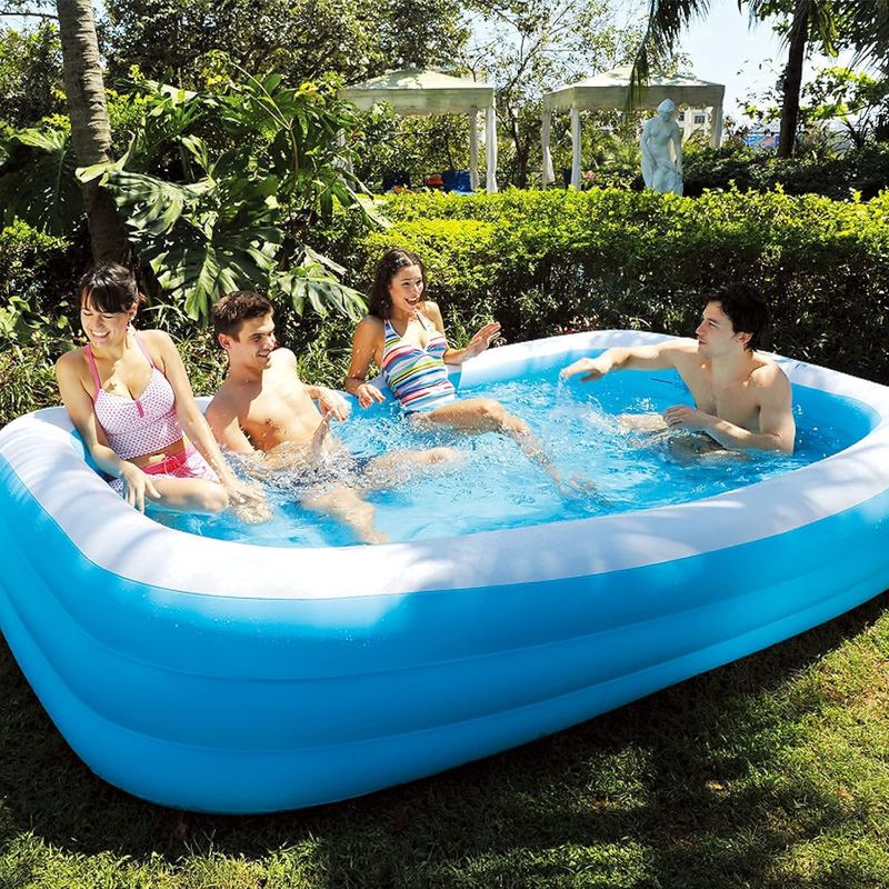Piscine Gonflable Familiale,181X141X46Cm-Pataugette Rectangulaire Pour
