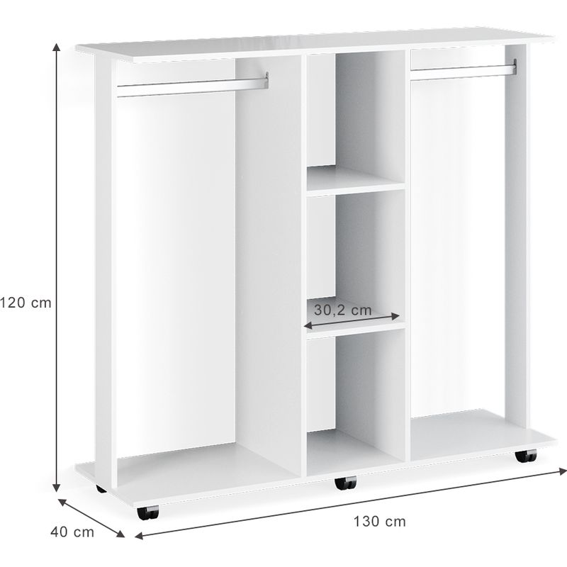 Kleiderschrank Robbie, Weiß, 130 x 120 cm, Vicco