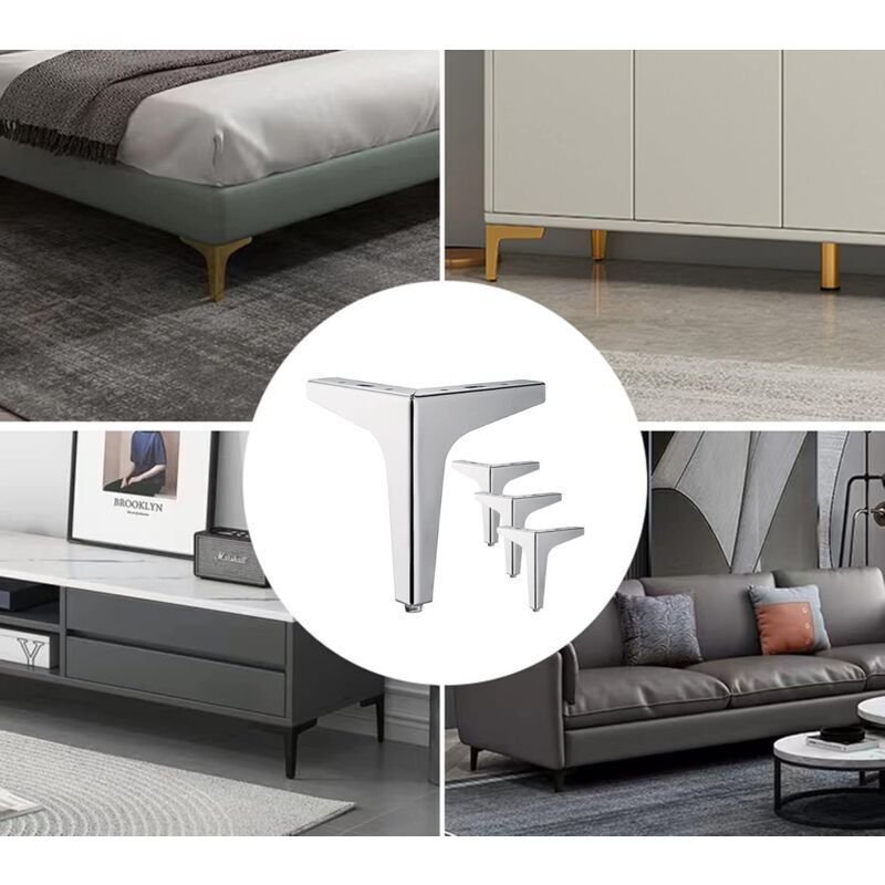 Lot De 4 Pieds De Canapé Triangulaires En Fer – élégants, Pour Sofa, Table Basse Ou Commode