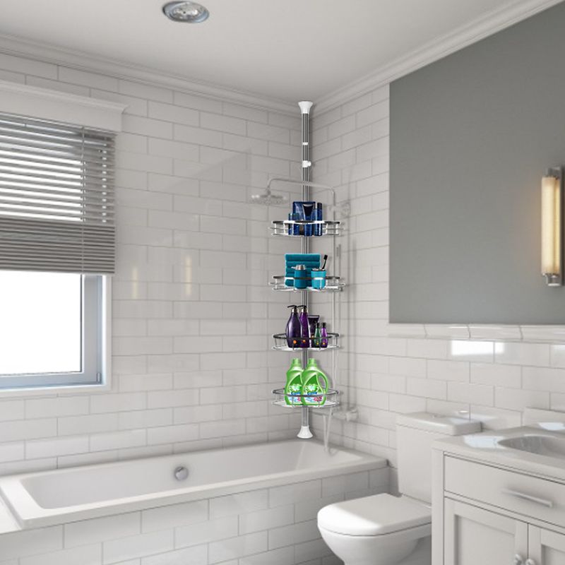Teleskopregal bad 110-280cm Teleskop Duschregal, Badregal mit 4 Tabletts aus Edelstahl ohne Bohren für Badewanne und Badezimmer