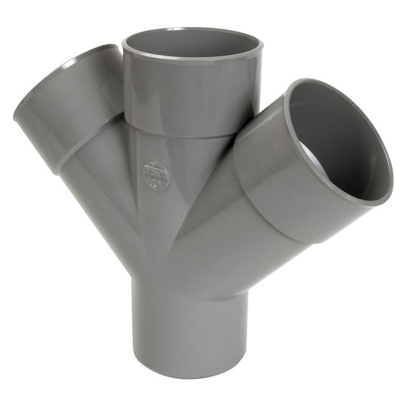 Té PVC Pied De Biche 87°30 Femelle - 32/40/50 Mm - Raccord D'évacuation - Gris
