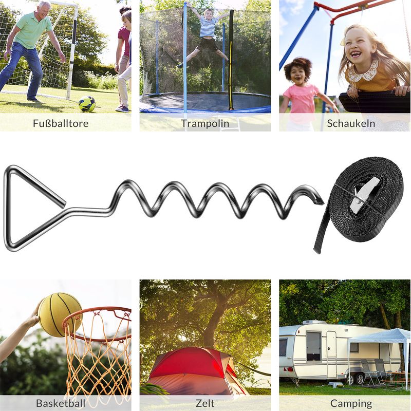 4 Sets De Piquets d'ancrage Robustes pour Trampoline Kit d'ancrage Au 4 Sets De Piquets d'ancrage Robustes pour Trampoline Kit d'ancrage Au