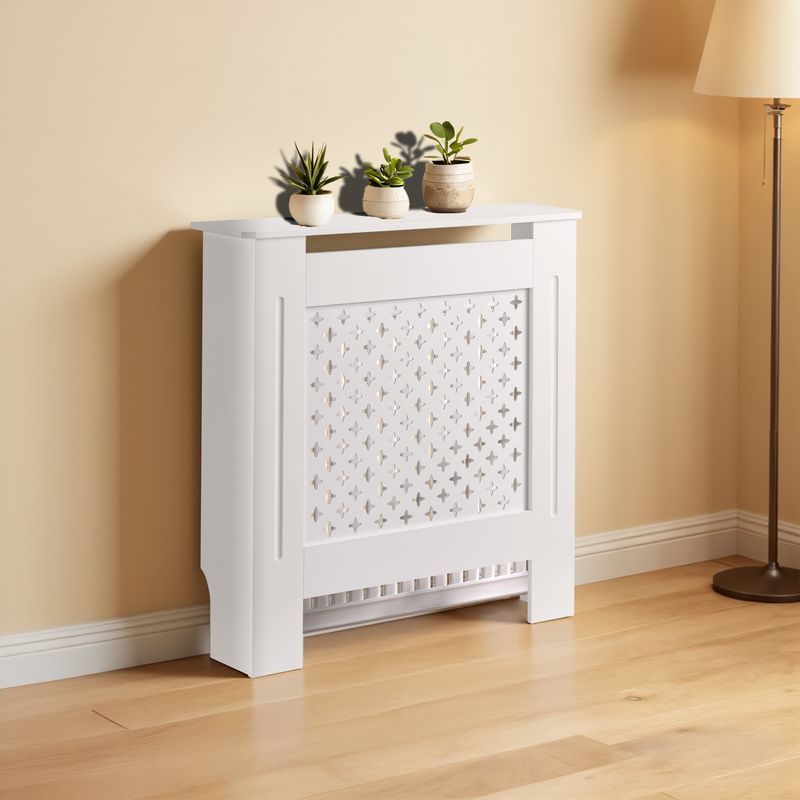 Toboli Heizkörperverkleidung weiß 78 x 19 x 82 cm, Heizkörperabdeckung aus MDF, Holzverkleidung für Heizkörper, Heizung stilvoll verkleiden