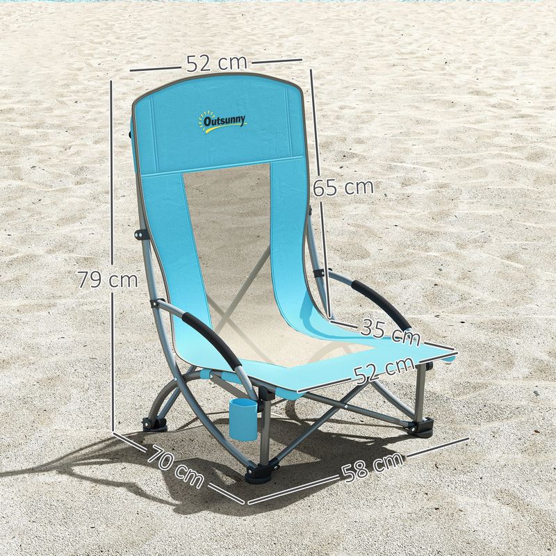 Outsunny Lot De 2 Chaises De Plage Pliables – Légères, Dossier En Maille, Porte-gobelet Et Sac De Transport