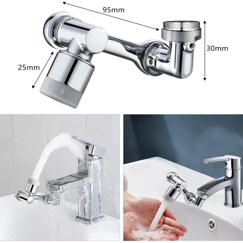 3 Modes Robinet de Rallonge Pivotant à 360°, Aérateurs pour Robinet Pivotant,Adaptateur de Robinet d'Extension,Corps en Laiton (Noir) | Leroy Merlin