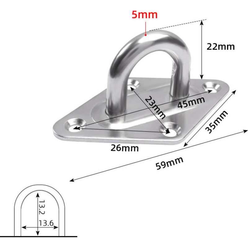Kit De 6 œillets Inox M5 Avec Mousquetons, Vis Et Chevilles - Pour Bateau, Hamac, Plafond - Charge 30-40kg