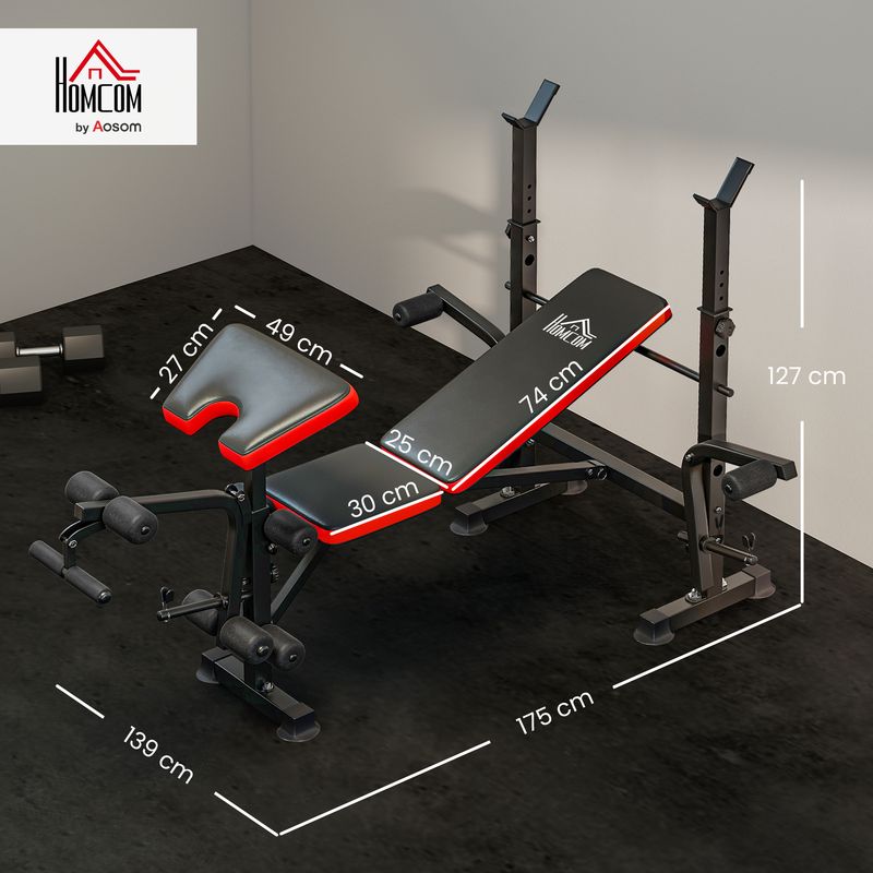 Homcom - Banco de Musculación Plegable con Altura Ajustable 130x37x45-108 cm Neg Homcom - Banco de Musculación Plegable con Altura Ajustable 130x37x45-108 cm Neg