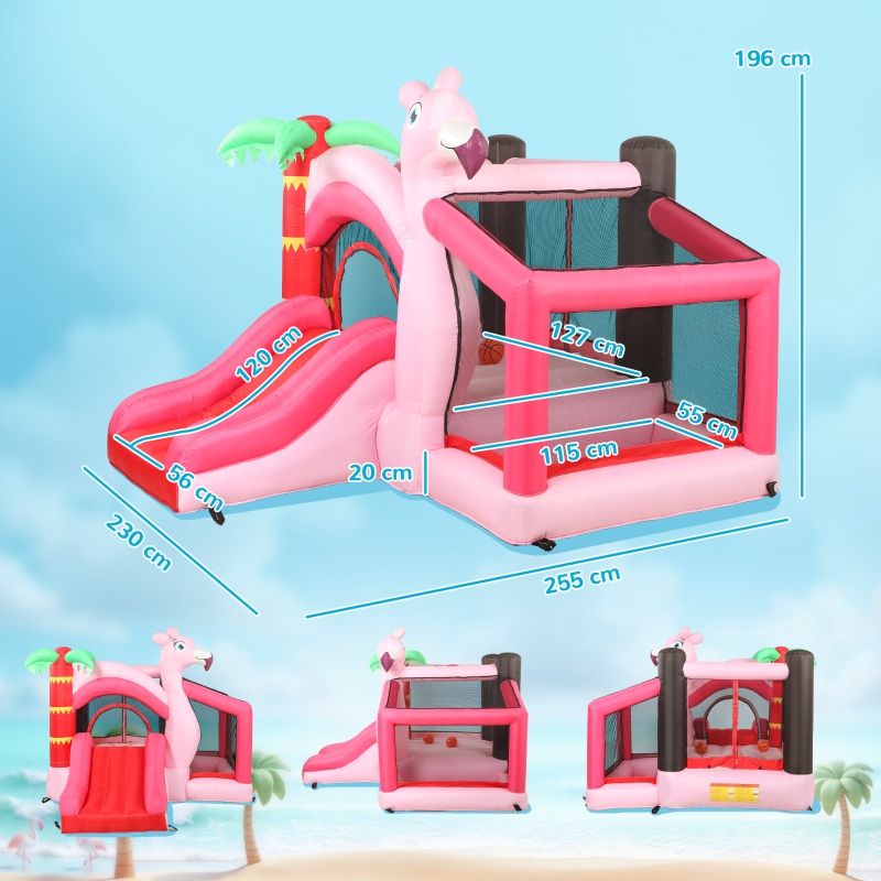 Château Gonflable avec Toboggan et Piscine GOPLUS pour Enfants de 3 à Château Gonflable avec Toboggan et Piscine GOPLUS pour Enfants de 3 à