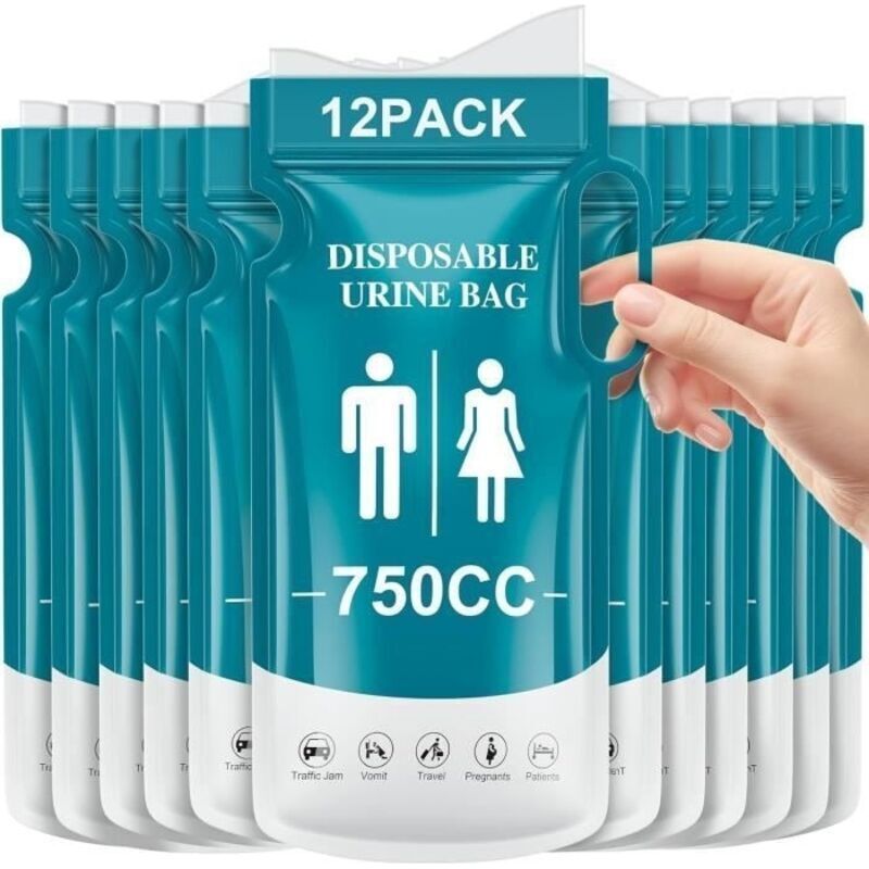OHREN 4 Urinoirs Portables Jetables – Sac à Urine 750ml Avec Gel, Poignée, Anti-fuite, Pour Voyage, Camping, Voiture