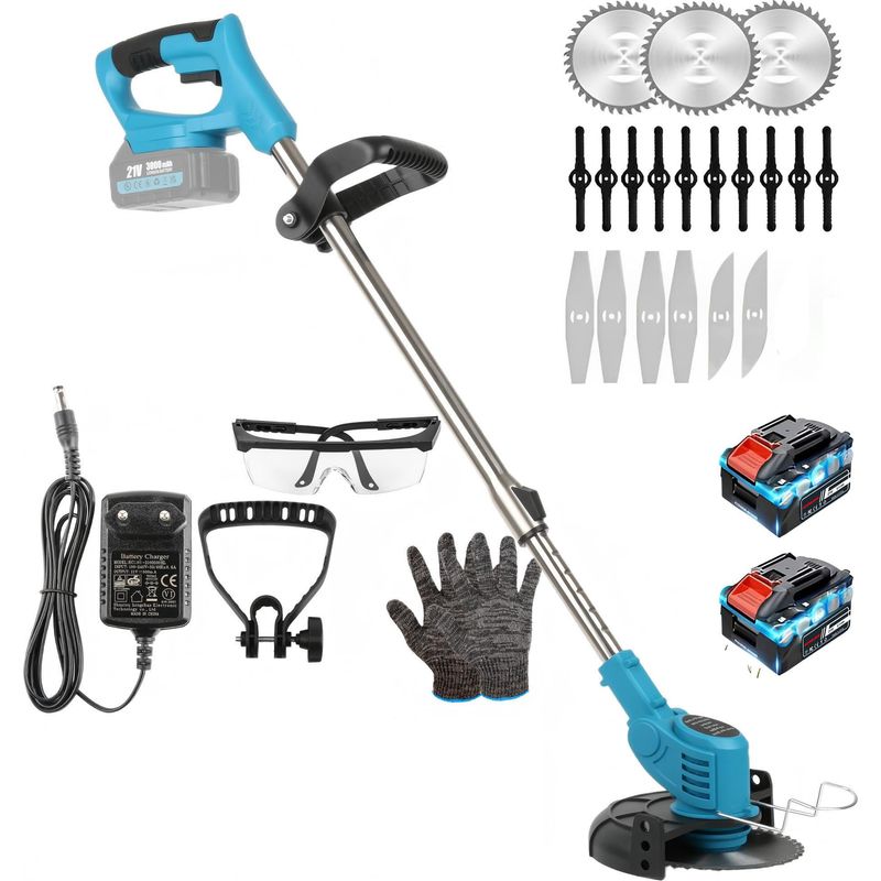 Akku-Rasentrimmer 4-in-1 Für Makita-Akku – Mit 2x4Ah Akkus, Teleskopgriff, 90° Drehkopf, Kantenschneider & Unkrautbürste