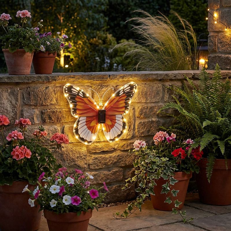 LED-Solar-Gartenleuchte Schmetterling – Farbwechselnd, Höhe 80 Cm, Mit Erdspieß, IP44, Inkl. Akku, Für Außenbereich, Beete