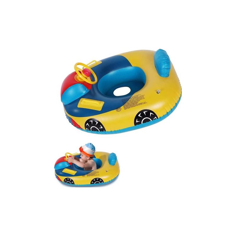 Bouée Gonflable Enfant – Siège Voiture Avec Volant Et Klaxon – 72x65 Cm – 1-5 Ans – Piscine Et Bain