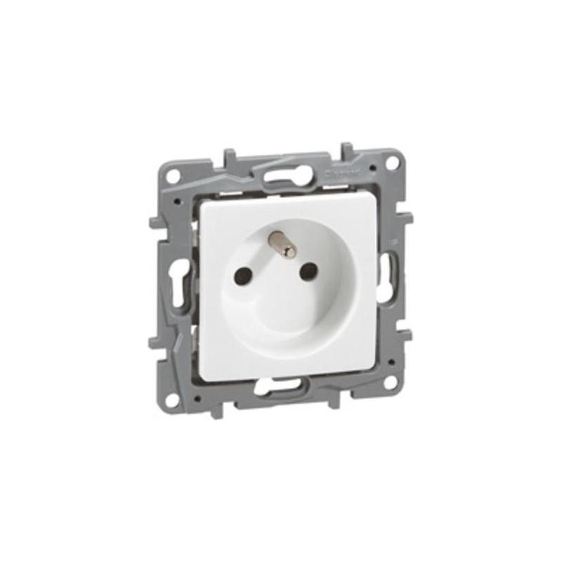 3 Prises De Courant Avec Terre – Niloé Blanc + Plaque Triple Argent, Legrand