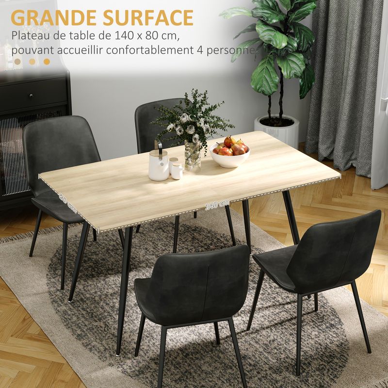 Table à Manger Ronde 120 Cm Style Industriel - Pour 4 Personnes, Plateau Aspect Bois Et Pieds En Acier - Chêne Table Ronde