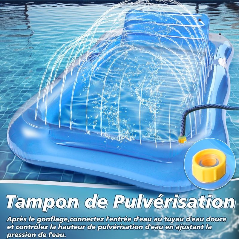 Matelas Gonflable Adultes, Hamac Flottant avec Dossier Tanning Pool, Fauteuil de Bain avec Coussins 200 × 124 cm pour Fêtes de Plage et Piscine - Sport & Plein air