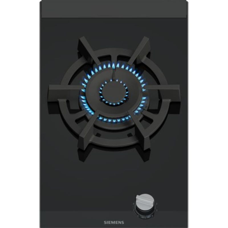 Siemens IQ700 ER3A6AI30 Gas-Kochfeld, 30 Cm, 1 Wok-Brenner Mit 6000 W, StepFlame-Technologie, Gusseisen-Topfhalter, Einbau, Schwarz