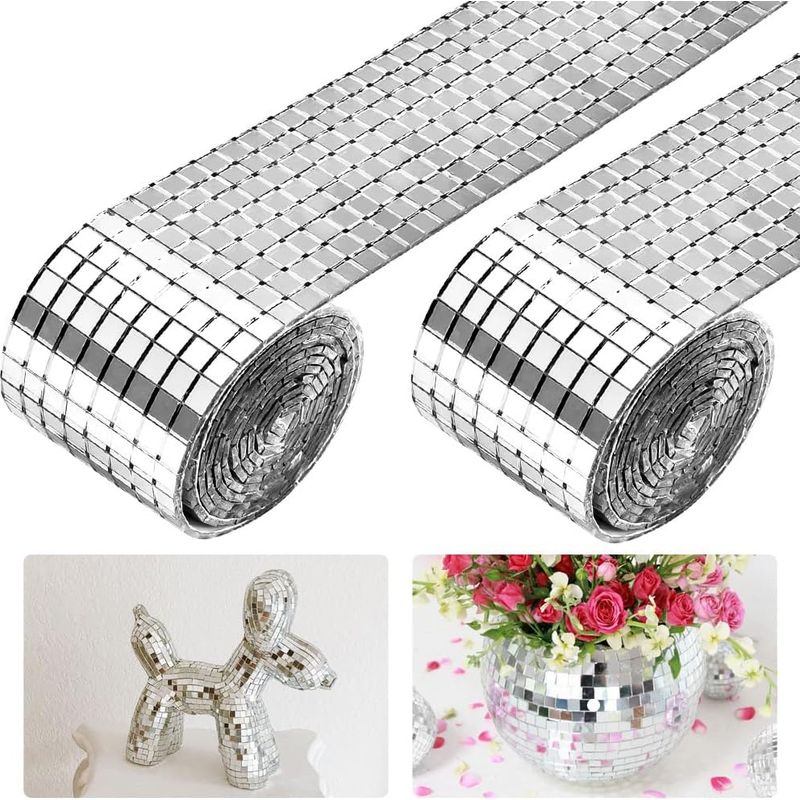 Lot de 1 600 feuilles de mosaïque miroir autocollantes en fibre de verre, autocollants carrés pour carrelage de verre, décoration murale pour loisirs créatifs, boules disco, vases, tasses, décoration