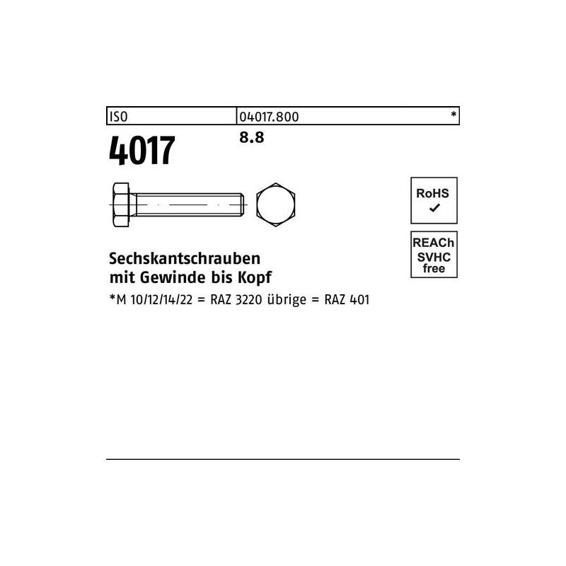 Vis Hexagonale BUFAB ISO 4017 – VG X 30mm, Acier A4, Lot De 200