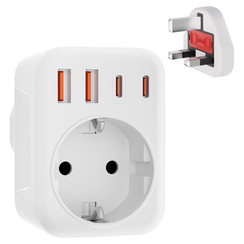 Adaptateur Prise 5 en 1 avec Multi et Chargeur USB 2,4A - LENCENT 4000W Port Type C 3A Adaptateur Prise 5 en 1 avec Multi et Chargeur USB 2,4A - LENCENT 4000W Port Type C 3A