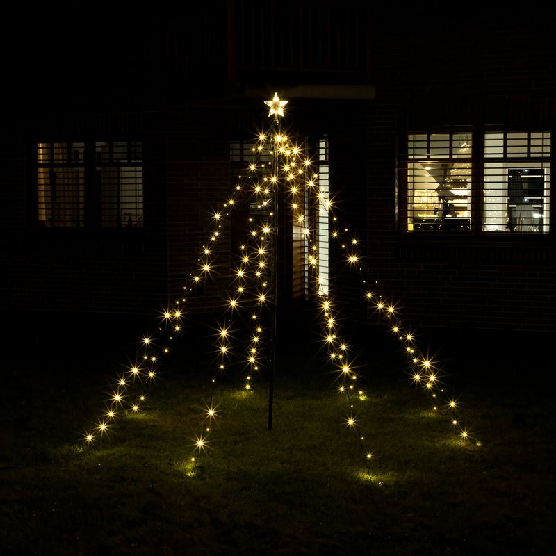 Lichterpyramide mit 400 LED - warm weiß - Licht Kegel mit Stern Spitze