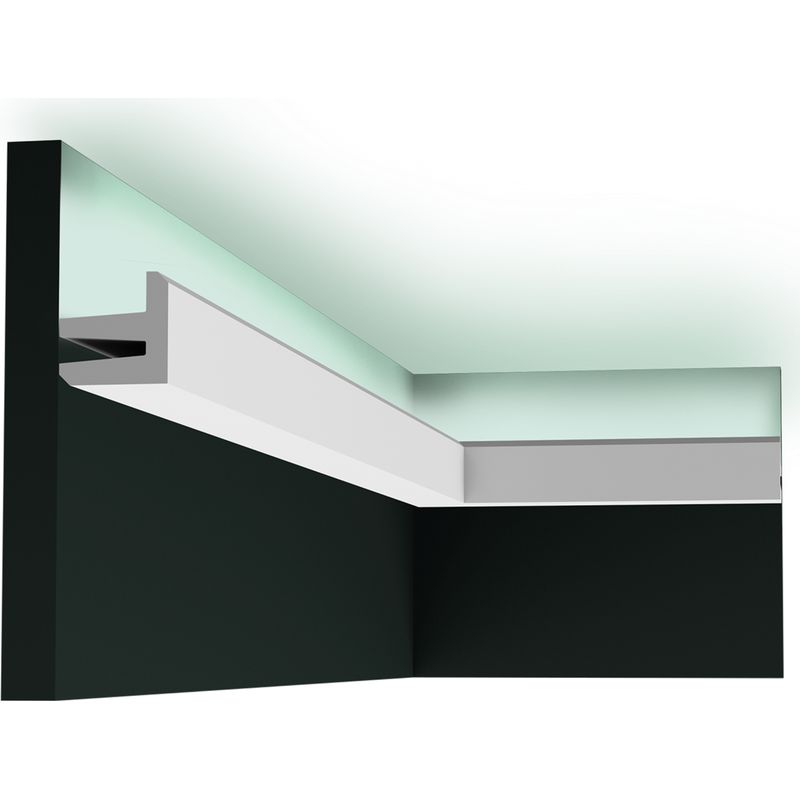 Corniche De Plafond NMC 2 M – Moulure Stuc Moderne 17x25 Mm, Blanche, Apprêtée