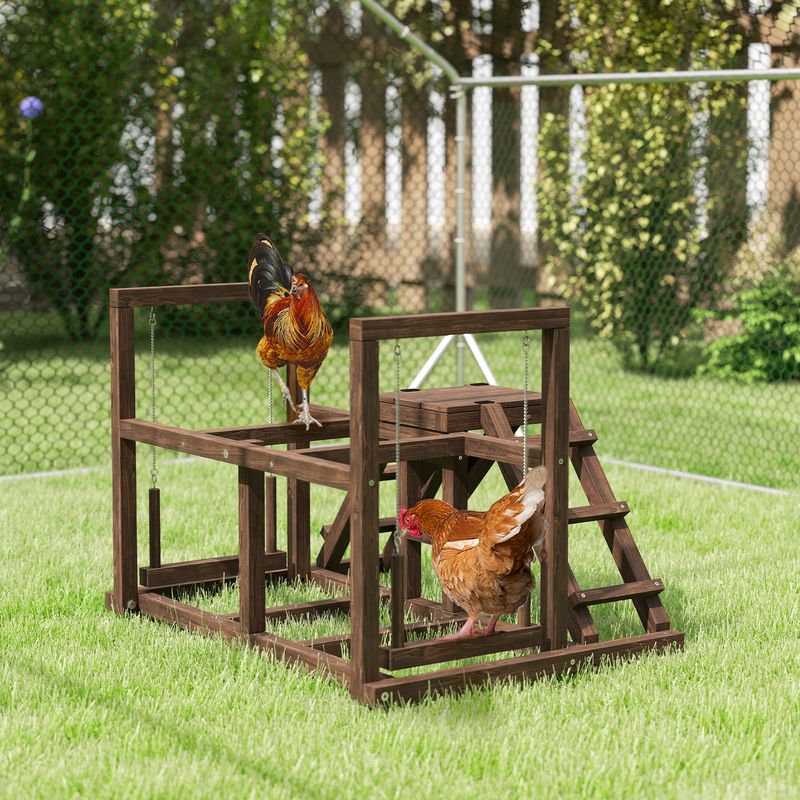 Structure de jeu en bois pour poules, aire de jeux avec perchoirs et balançoire réglable, 82 x 150 x 110 cm, argentée | Leroy Merlin