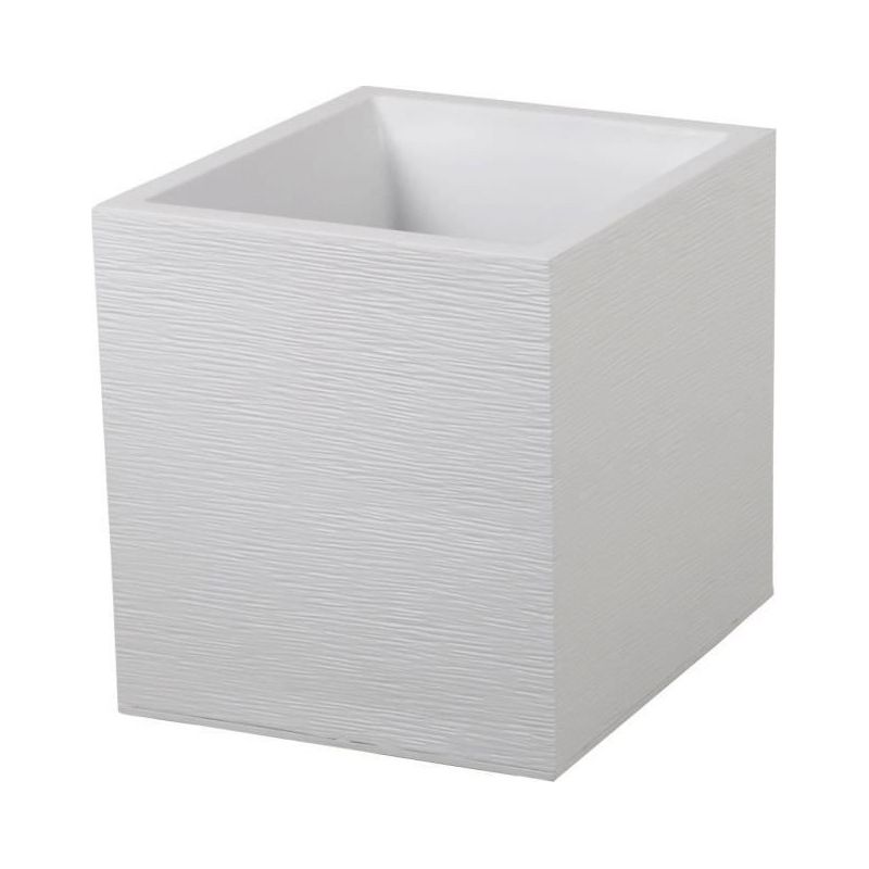 Set De 3 Maceteros Altos KADAX De Plástico Texturizado, En Blanco, Medidas 36, 46.5 Y 57.5 Cm, Para Interior Y Exterior
