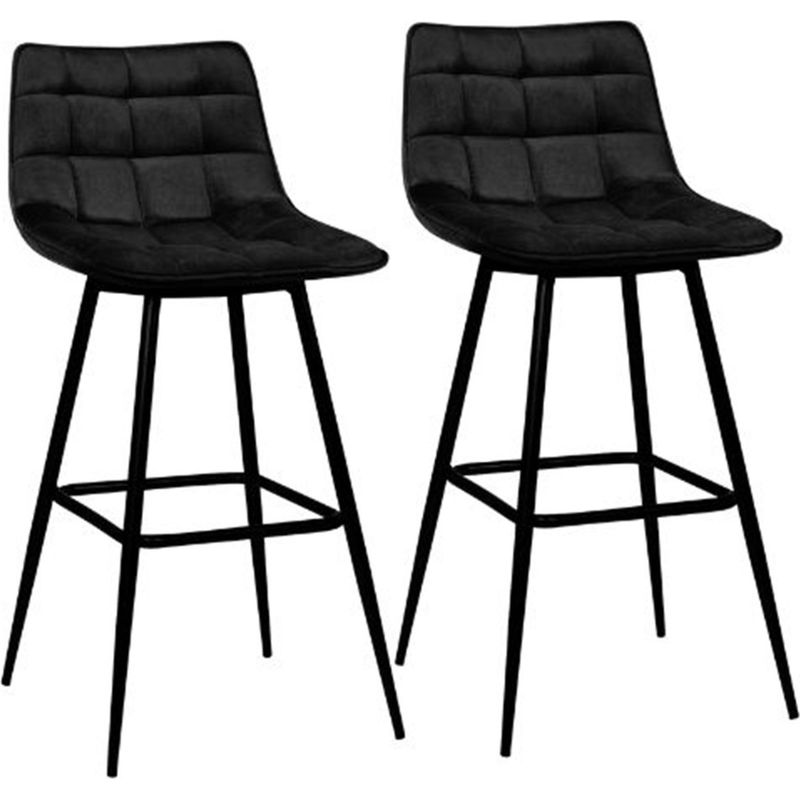 Tabouret De Bar PRO LIVING Lot De 2 T. Ada Cognac Velours Cotelé  Plan  70232726