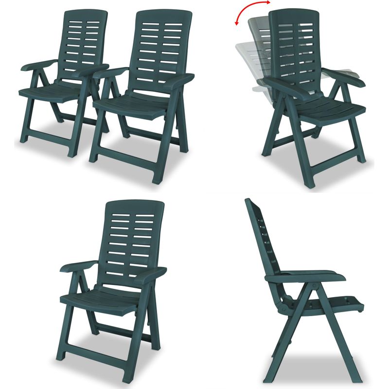 Verstellbare Gartenstühle 2 Stk. Kunststoff Grün - Gartensaßsessel - Gartenstühle - Outdoor Möbel - Plastik Stuhl - Wetterfest