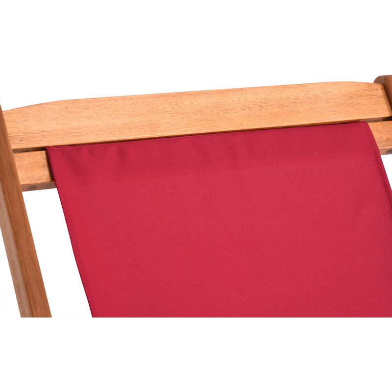 Tumbona Plegable De Madera De Acacia CASARIA – Roja, Ajustable En 3 Posiciones, Con Cojín Reposacabezas – Soporta 160 Kg