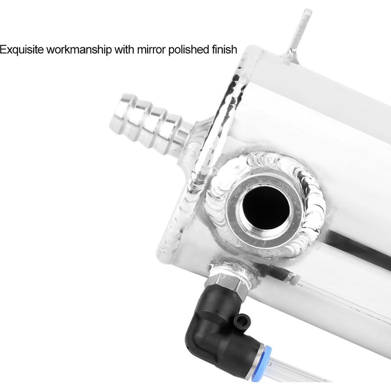 Ej.Life – Réservoir de reniflard universel 0,5 L – Alliage d'aluminium poli miroir – Avec filtre à air pour moteur – Montage universel Ej.Life – Réservoir de reniflard universel 0,5 L – Alliage d'aluminium poli miroir – Avec filtre à air pour moteur – Montage universel