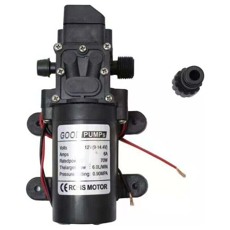 12V 4.5GPM 17 L - Min 40PSI pompe à eau auto-amorçante à diaphragme avec pressostat automatique - Noir HB007 - Auto