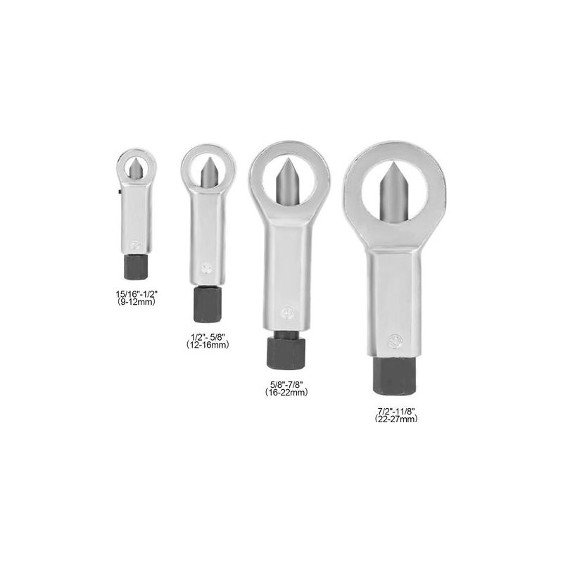Lot De 4 Extracteurs D'écrous Cassés - 9 à 27 Mm - Séparateur Hexagonal - Acier Allié