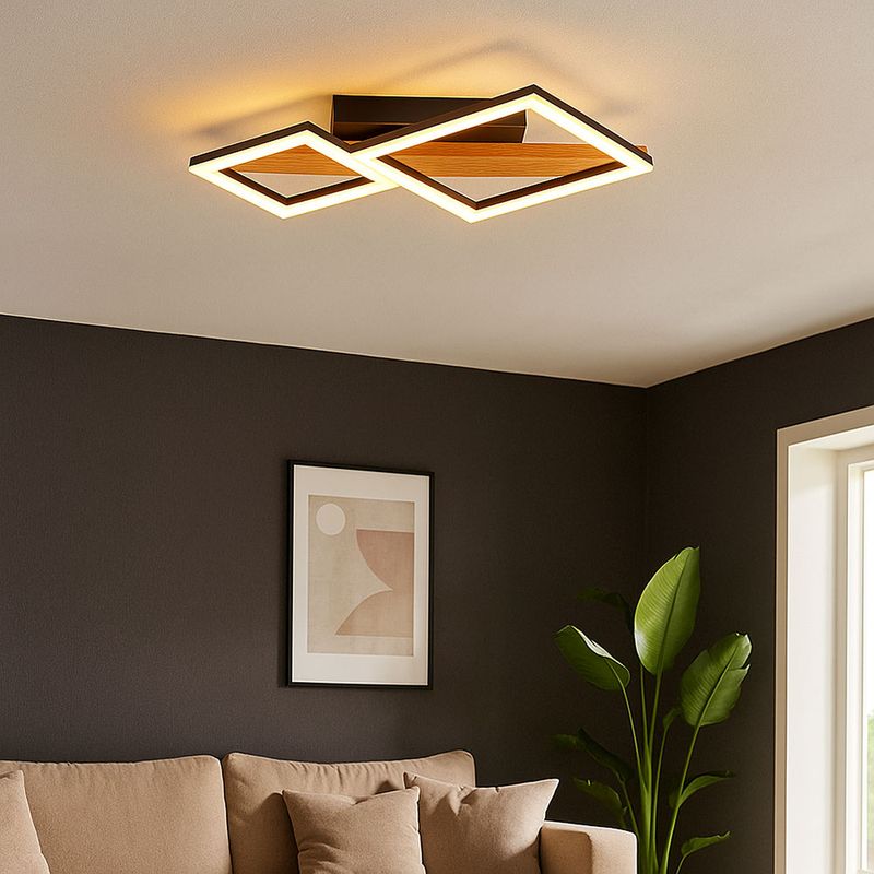 LED Deckenleuchte, Holzoptik, schwarz matt, L 63 cm | ETC Shop LED Deckenleuchte, Holzoptik, schwarz matt, L 63 cm | ETC Shop