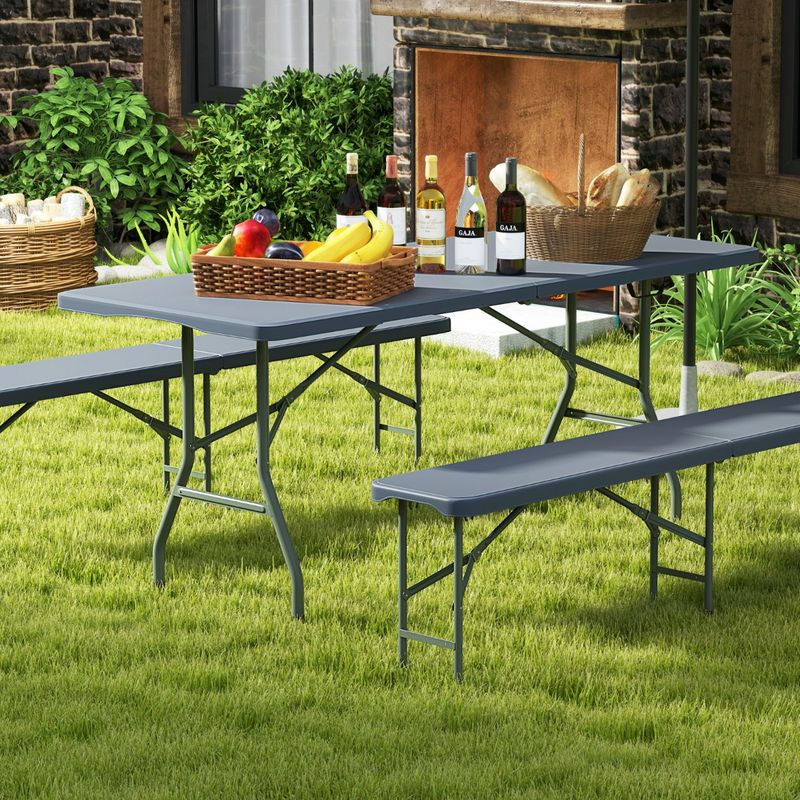 Table Pliable Portable 180 cm Table Pliante en Deux avec Capacité