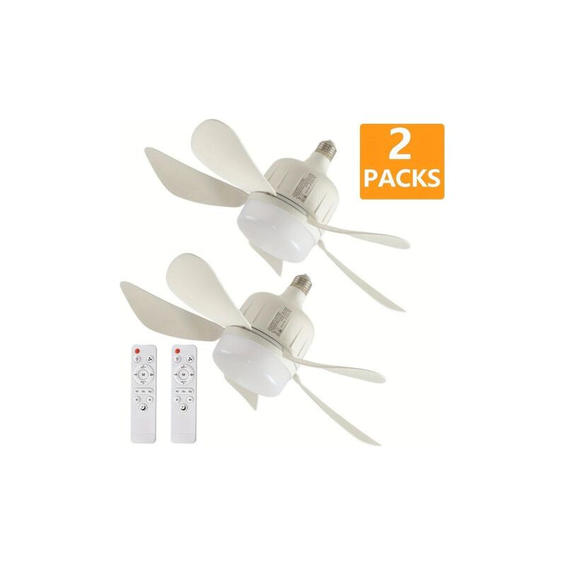 PZCC Ventilateur Plafond Silencieux, 40W Lampe Ventilateur Plafond avec Douille E27, 6 Pales, 3 Vitesses, Blanc, pour Salon, Chambre, Coucher