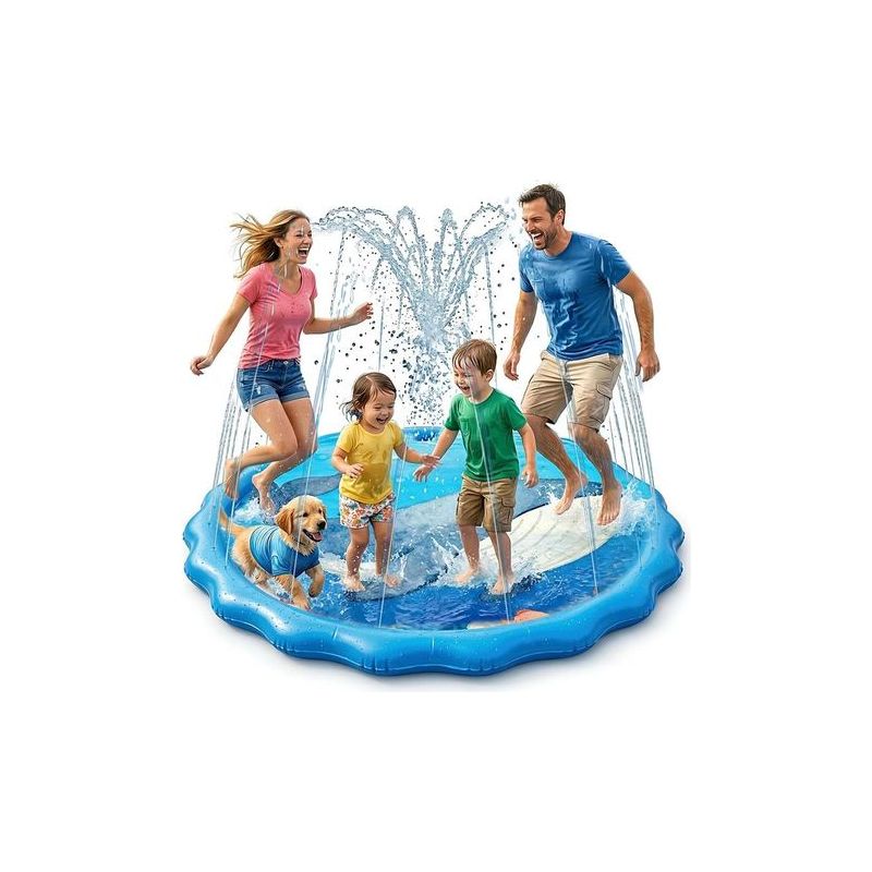 GLINKADO Tapis Jet D'Eau 170 Cm – Antidérapant, PVC 0,58 Mm, Fontaine Réglable, Été Jardin Enfants Adultes Chiens