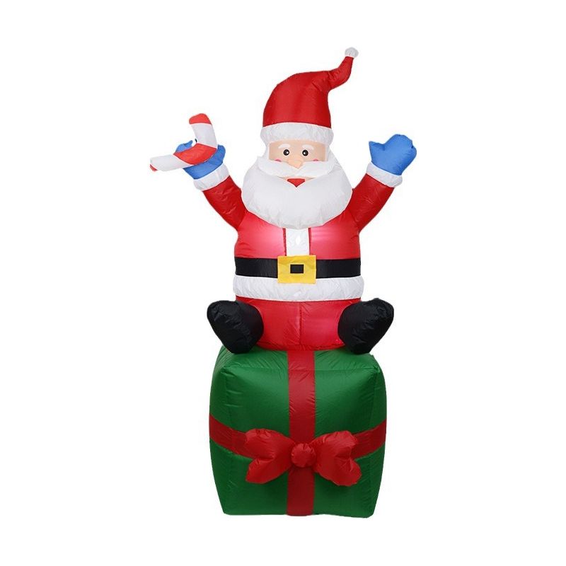 awesmflate Père Noël gonflable de 10 m avec canne Cindy et boîtes cadeaux, Père Noël géant gonflable pour l'extérieur avec lumière intégrée (souffleur d'air 1500 W