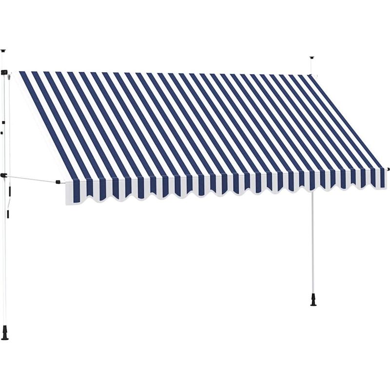 Manual Retractable Awning 400 cm Blue and White Stripes vidaXL
