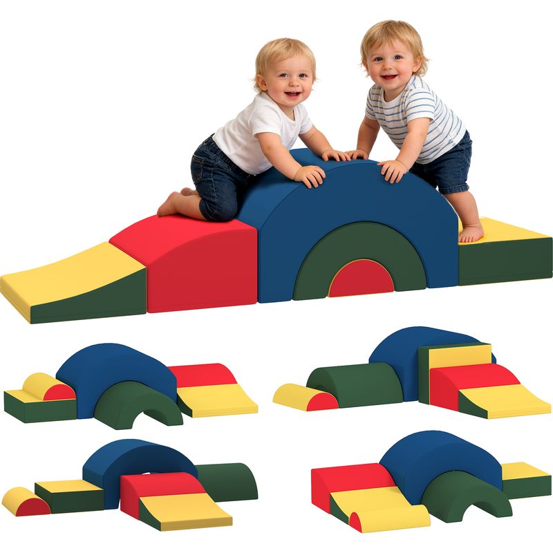 GYMAX Module Motricité Bébé en Mousse, Blocs de Construction Enfant Convertible