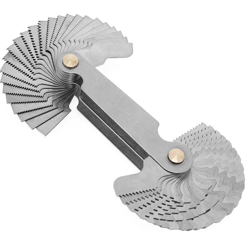 52-teiliges Edelstahl Gewindelehren-Set – Metrisch 60° & Whitworth 55°, Kompakt 8x3x1 Cm, 60 G, Für Werkstatt & Industrie
