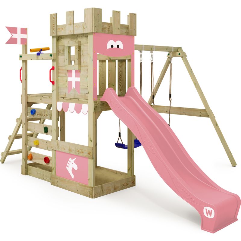 FATMOOSE Aire de jeux Portique bois JungleJumbo avec balançoire et