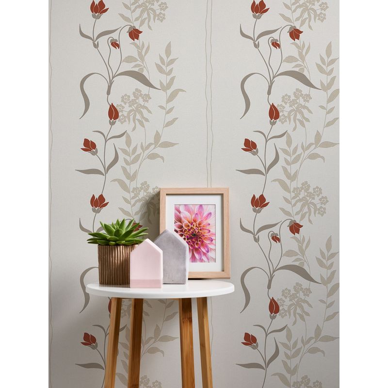 Papier Peint Intissé A.S. Creation 386364 – Motif Floral, Gris Et Rose, Rouleau 10x0,53m