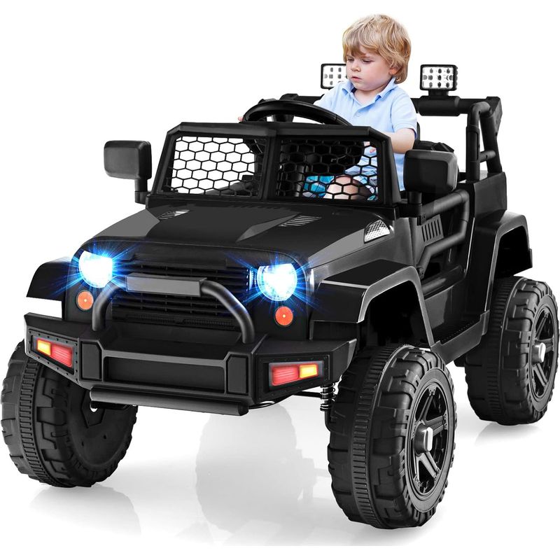 GOPLUS Tracteur Électrique 12V avec Godget et Remorque, Voiture 1 Place