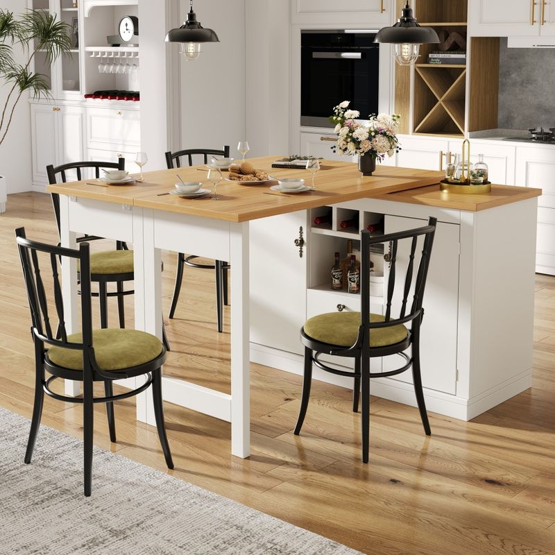 Tanant – Table de bar rotative extensible 360° – Meuble de rangement avec porte en rotin – Dimensions 107 x 40 x 71,4 cm – Noir