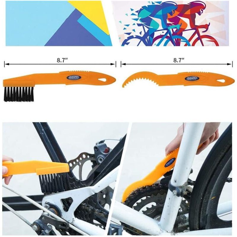 Kit De Nettoyage Vélo CAREDGO – 9 Pièces : Brosses, Lave-chaîne, Gant, Pour Cadre, Roues, Transmission, Tout Modèle